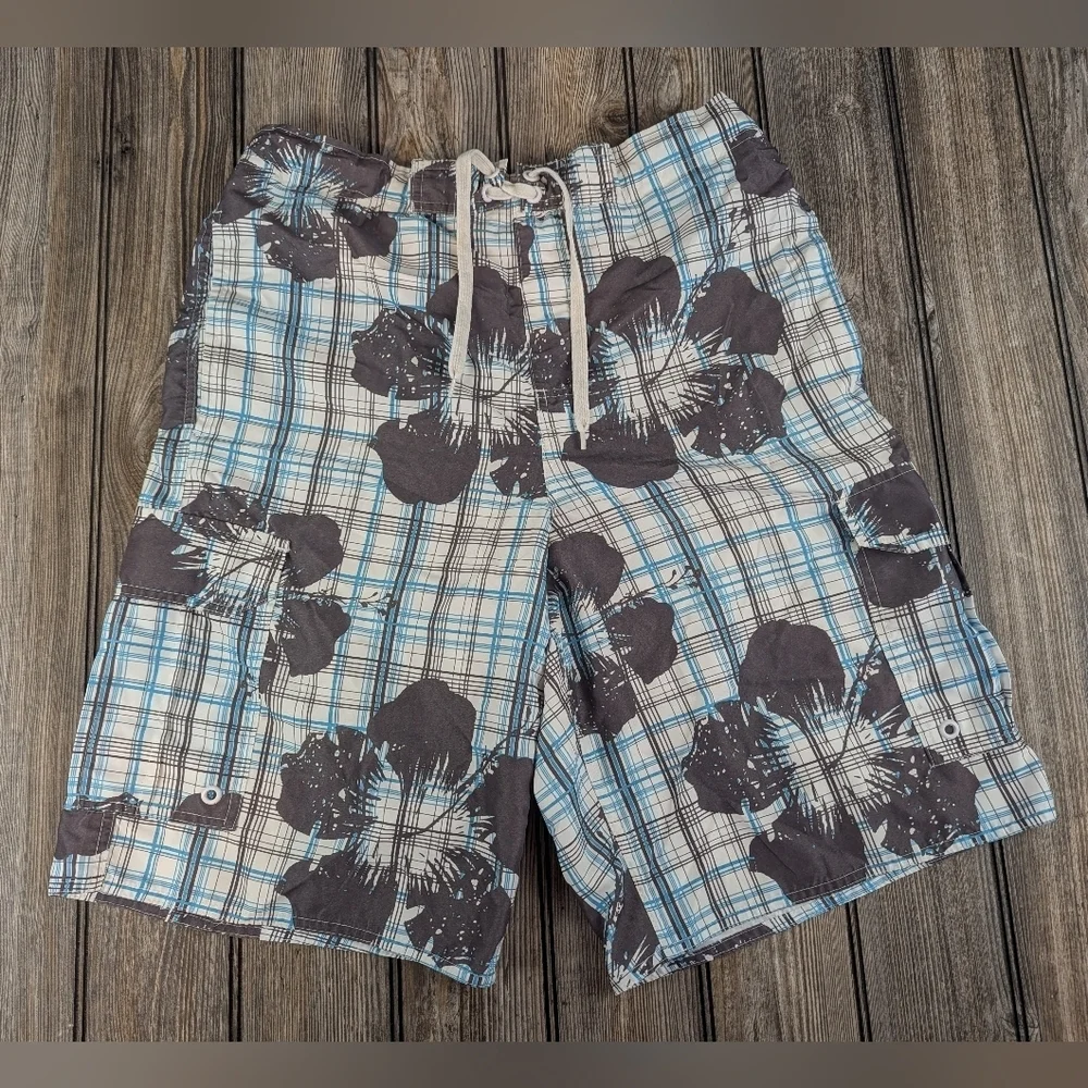 Airwalk Medium Board Shorts Super Condition Floral/Plaid Design